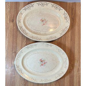 Vtg Paden City Pottery M43 Floral Bouquet Platters 11.25" × 8.5" – Set of 2